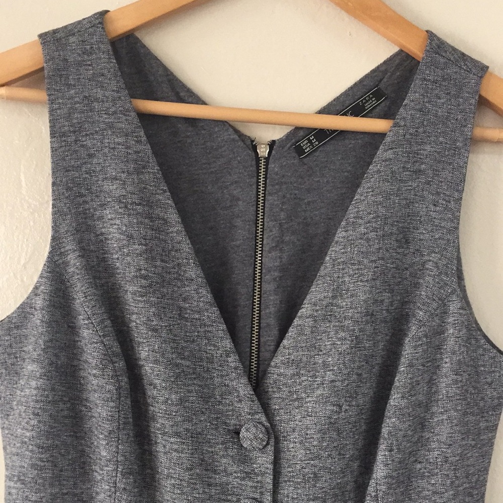 Zara Gray Front Button Down Sleeveless Mini Dress - Picture 2 of 12